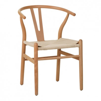 Καρέκλα Wishbone pakoworld rubberwood-σχοινί σε φυσική απόχρωση 53.5x57x74εκ