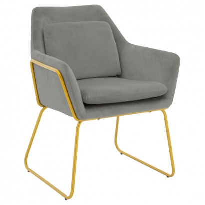 Πολυθρόνα Mira pakoworld βελούδο γκρι-χρυσό 65x69x86εκ