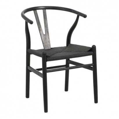 Καρέκλα Wishbone pakoworld rubberwood-σχοινί σε μαύρη απόχρωση 53.5x57x74εκ Καρέκλα Wishbone pakoworld rubberwood-σχοινί σε μαύρη απόχρωση 53.5x57x74εκ