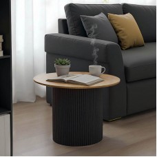 Τραπέζι σαλονιού Dovel pakoworld mdf σε sonoma-μαύρο μέταλλο Φ70x45εκ Τραπέζι σαλονιού Dovel pakoworld mdf σε sonoma-μαύρο μέταλλο Φ70x45εκ
