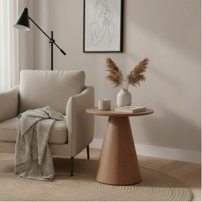 Βοηθητικό τραπέζι Donda pakoworld mdf-μέταλλο καρυδί Φ45x46εκ