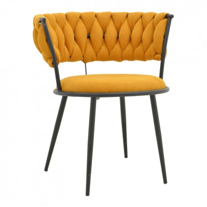 Πολυθρόνα Alkia I pakoworld ύφασμα σε κίτρινη απόχρωση- πόδι μαύρο μέταλλο 57x58.5x72εκ