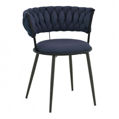 Πολυθρόνα Alkia I pakoworld ύφασμα σε απόχρωση μπλε σκούρο- πόδι μαύρο μέταλλο 57x58.5x72εκ