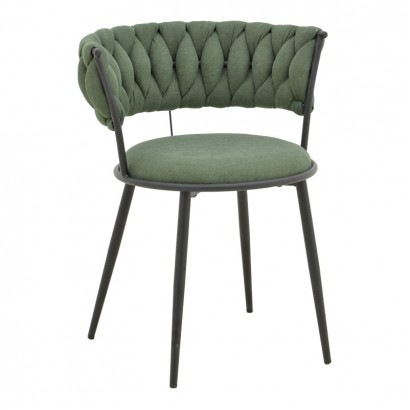 Πολυθρόνα Alkia I pakoworld ύφασμα σε χακί απόχρωση- πόδι μαύρο μέταλλο 57x58.5x72εκ