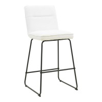 Σκαμπό μπαρ Essential pakoworld ύφασμα λευκό-πόδι μάυρο μεταλλικό 53x64.5x107εκ