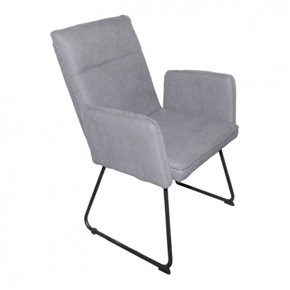 Πολυθρόνα Essential pakoworld ύφασμα γκρι-πόδι μαύρο μεταλλικό 55.5x59x89εκ