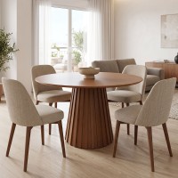 Τραπέζι Franzel pakoworld mdf καρυδί Φ120x75εκ Τραπέζι Franzel pakoworld mdf καρυδί Φ120x75εκ