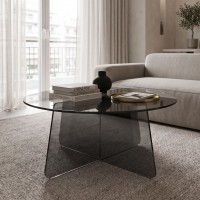 Τραπέζι σαλονιού Cleary pakoworld tempered 8mm γυαλί ανθρακί Φ70x45εκ Τραπέζι σαλονιού Cleary pakoworld tempered 8mm γυαλί ανθρακί Φ70x45εκ