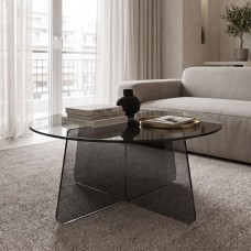 Τραπέζι σαλονιού Cleary pakoworld tempered 8mm γυαλί ανθρακί Φ70x45εκ Τραπέζι σαλονιού Cleary pakoworld tempered 8mm γυαλί ανθρακί Φ70x45εκ