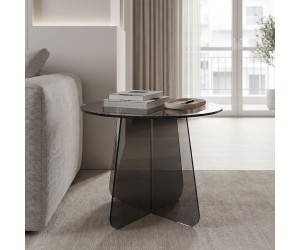 Τραπέζι βοηθητικό Cleary pakoworld tempered 8mm γυαλί ανθρακί Φ50x45εκ Τραπέζι βοηθητικό Cleary pakoworld tempered 8mm γυαλί ανθρακί Φ50x45εκ