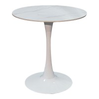 Tραπέζι Balou pakoworld sintered stone σε λευκή απόχρωση με όψη μαρμάρου-βάση λευκό μέταλλο Φ90x73εκ Tραπέζι Balou pakoworld sintered stone σε λευκή απόχρωση με όψη μαρμάρου-βάση λευκό μέταλλο Φ90x73εκ