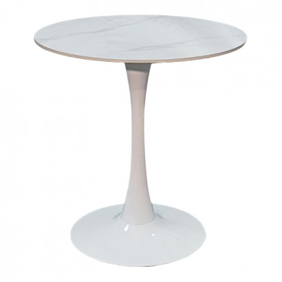 Tραπέζι Balou pakoworld sintered stone σε λευκή απόχρωση με όψη μαρμάρου-βάση λευκό μέταλλο Φ90x73εκ Tραπέζι Balou pakoworld sintered stone σε λευκή απόχρωση με όψη μαρμάρου-βάση λευκό μέταλλο Φ90x73εκ
