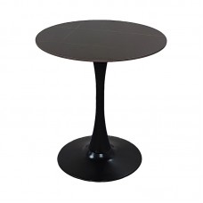 Tραπέζι Balou pakoworld sintered stone σε μαύρη απόχρωση με όψη μαρμάρου-βάση μαύρο μέταλλο Φ90x73εκ
