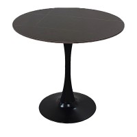Tραπέζι Balou pakoworld sintered stone σε μαύρη απόχρωση με όψη μαρμάρου-βάση μαύρο μέταλλο Φ120x73εκ Tραπέζι Balou pakoworld sintered stone σε μαύρη απόχρωση με όψη μαρμάρου-βάση μαύρο μέταλλο Φ120x73εκ