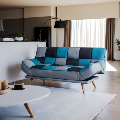 Καναπές - κρεβάτι Andy pakoworld 3θέσιος με ύφασμα πολύχρωμο 178x91x86εκ