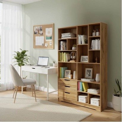 Βιβλιοθήκη Lucinda pakoworld oak 120x29.8x180.5εκ