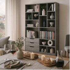 Βιβλιοθήκη Lucinda pakoworld γκρι oak 120x29.8x180.5εκ Βιβλιοθήκη Lucinda pakoworld γκρι oak 120x29.8x180.5εκ