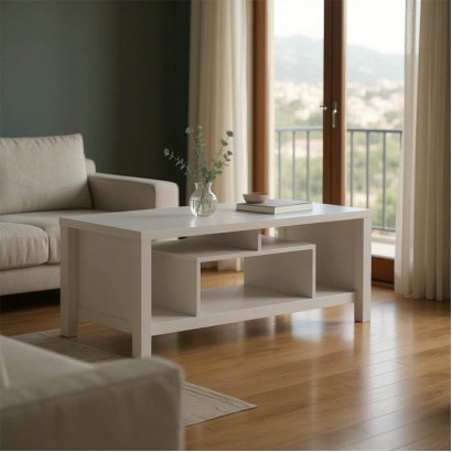 Τραπέζι σαλονιού Tracy pakoworld λευκό-γκρι 120x60x48.5εκ