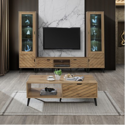 Τραπέζι σαλονιού Thelma pakoworld oak μελαμίνης 120x60x41.6εκ Τραπέζι σαλονιού Thelma pakoworld oak μελαμίνης 120x60x41.6εκ