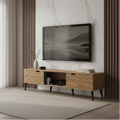 Έπιπλο τηλεόρασης Thelma pakoworld oak μελαμίνης 150x40x41.6εκ Έπιπλο τηλεόρασης Thelma pakoworld oak μελαμίνης 150x40x41.6εκ