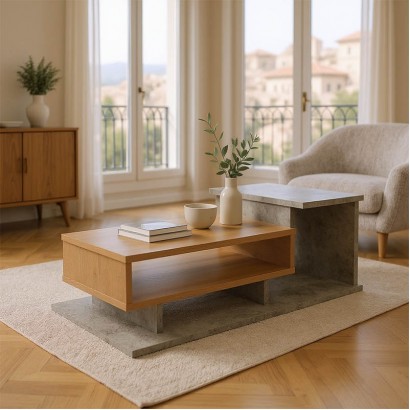 Τραπέζι σαλονιού Nuvele pakoworld σε γκρι antique-sonoma απόχρωση 90x50x35εκ Τραπέζι σαλονιού Nuvele pakoworld σε γκρι antique-sonoma απόχρωση 90x50x35εκ