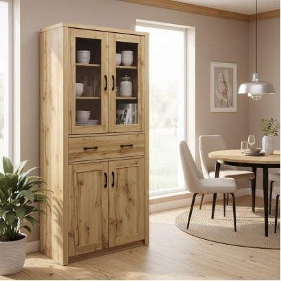 Βιτρίνα-ντουλάπα Nisso pakoworld σε oak απόχρωση 80x40x183.5εκ Βιτρίνα-ντουλάπα Nisso pakoworld σε oak απόχρωση 80x40x183.5εκ