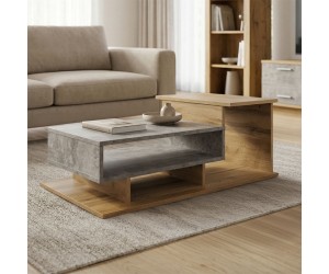 Τραπέζι σαλονιού Nuvele pakoworld γκρι-sonoma 90x50x35εκ