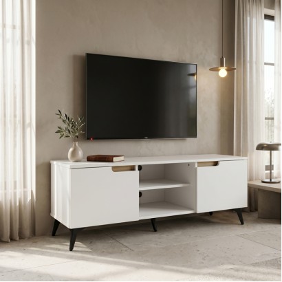 Έπιπλο τηλεόρασης Kemvio pakoworld sonoma-λευκό 120x38x44εκ Έπιπλο τηλεόρασης Kemvio pakoworld sonoma-λευκό 120x38x44εκ
