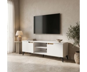 Έπιπλο τηλεόρασης Kemvio pakoworld  sonoma-λευκό 150x38x44εκ