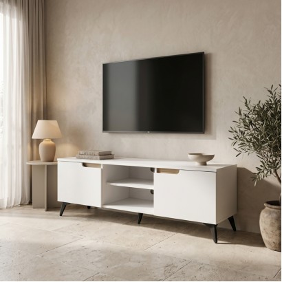 Έπιπλο τηλεόρασης Kemvio pakoworld sonoma-λευκό 150x38x44εκ Έπιπλο τηλεόρασης Kemvio pakoworld sonoma-λευκό 150x38x44εκ