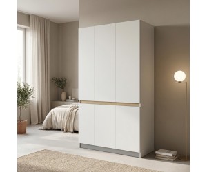 Ντουλάπα τρίφυλλη Merzia pakoworld sonoma-λευκό 120x46.5x183εκ Ντουλάπα τρίφυλλη Merzia pakoworld sonoma-λευκό 120x46.5x183εκ