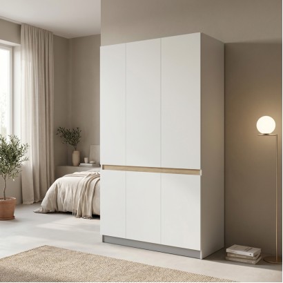 Ντουλάπα τρίφυλλη Merzia pakoworld λευκό με sonoma 120x46.5x183εκ Ντουλάπα τρίφυλλη Merzia pakoworld λευκό με sonoma 120x46.5x183εκ