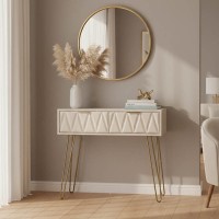 Κονσόλα Isla pakoworld χρώμα λευκό painting-χρυσό 80x39x74εκ Κονσόλα Isla pakoworld χρώμα λευκό painting-χρυσό 80x39x74εκ