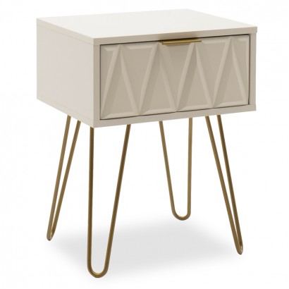 Κομοδίνο Isla pakoworld χρώμα λευκό painting-χρυσό 42x35x55εκ