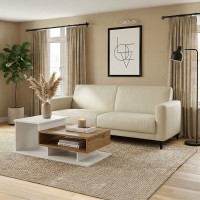 Καναπές τριθέσιος Sidica pakoworld PU σε εκρού απόχρωση 185x82x81εκ