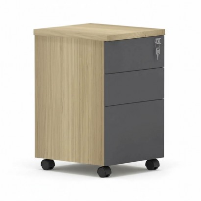 Συρταριέρα επαγγελματική τροχήλατη Lotus pakoworld 3ων συρταριών σε φυσική-ανθρακί απόχρωση 40x44x61εκ