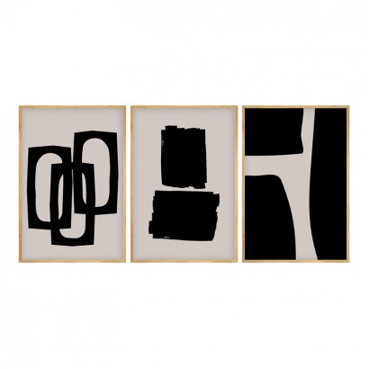 Πίνακας σε καμβά Blacky pakoworld τρίπτυχος με ψηφιακή εκτύπωση 50x2x35εκ