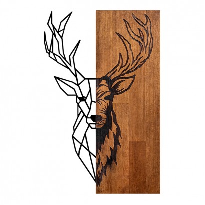 Διακοσμητικό τοίχου Deera pakoworld ξύλο πεύκου σε φυσική απόχρωση με μαύρο μέταλλο 33x3x58εκ
