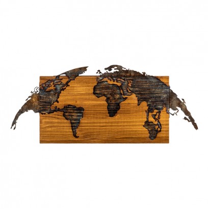 Διακοσμητικό τοίχου Mable pakoworld ξύλο πεύκου σε φυσική απόχρωση με μαύρο μέταλλο 83x3x38εκ