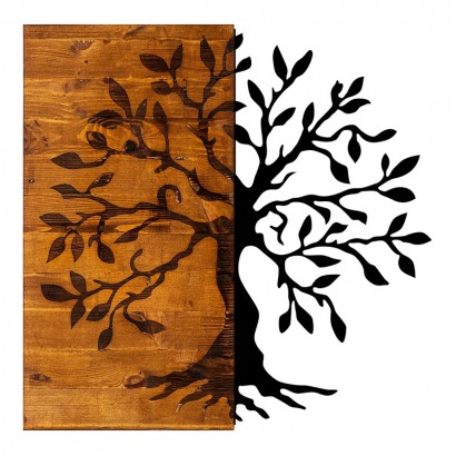 Διακοσμητικό τοίχου Trelbo pakoworld ξύλο πεύκου σε φυσική απόχρωση με μαύρο μέταλλο 58x3x58εκ