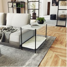 Βοηθητικό τραπέζι Mara MDF λευκό μαρμάρου-μαύρο 80x40x55cm Βοηθητικό τραπέζι Mara MDF λευκό μαρμάρου-μαύρο 80x40x55cm