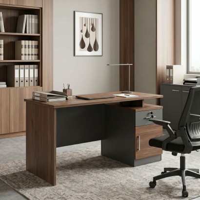 Γραφείο εργασίας Cassius pakoworld ανθρακί-καρυδί 120x60x75εκ Γραφείο εργασίας Cassius pakoworld ανθρακί-καρυδί 120x60x75εκ