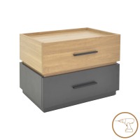 Κομοδίνο Sonlen pakoworld mdf σε sonoma-ανθρακί απόχρωση 60x40x44.5εκ