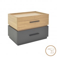 Κομοδίνο Sonlen pakoworld mdf σε sonoma-ανθρακί απόχρωση 60x40x44.5εκ Κομοδίνο Sonlen pakoworld mdf σε sonoma-ανθρακί απόχρωση 60x40x44.5εκ