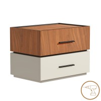Κομοδίνο Sonlen pakoworld mdf σε καρυδί-μπεζ απόχρωση 60x40x44.5εκ