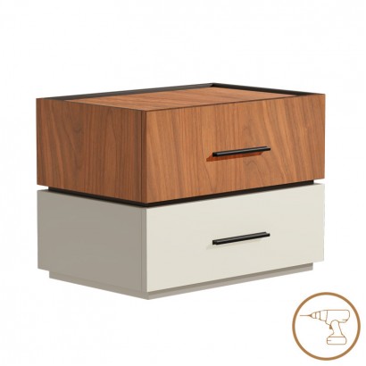 Κομοδίνο Sonlen pakoworld mdf σε καρυδί-μπεζ απόχρωση 60x40x44.5εκ