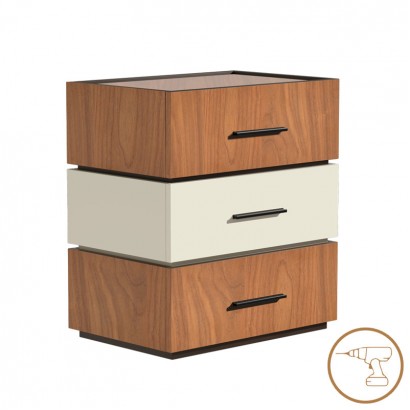 Κομοδίνο Sonlen pakoworld mdf σε καρυδί-μπεζ απόχρωση 60x40x66εκ