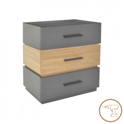 Κομοδίνο Sonlen pakoworld mdf σε sonoma-ανθρακί απόχρωση 60x40x66εκ