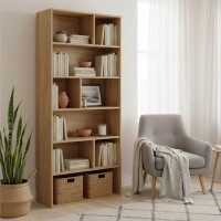 Βιβλιοθήκη Evergin pakoworld mdf σε oak απόχρωση 80x30x180εκ Βιβλιοθήκη Evergin pakoworld mdf σε oak απόχρωση 80x30x180εκ