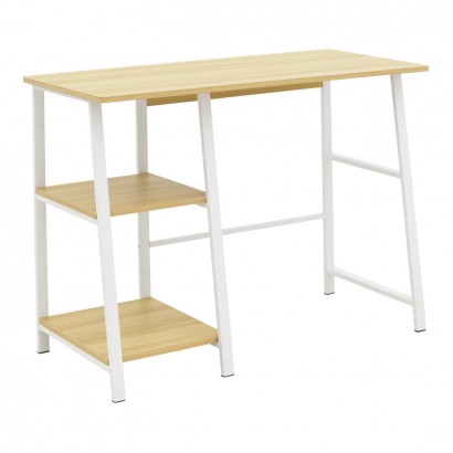 Γραφείο εργασίας Ferje pakoworld με ράφια mdf σε φυσική-λευκή απόχρωση 100x48x75εκ